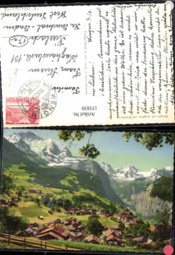 155830,Wengen m. Jungfrau u. Breithorn 1956 Kt Bern