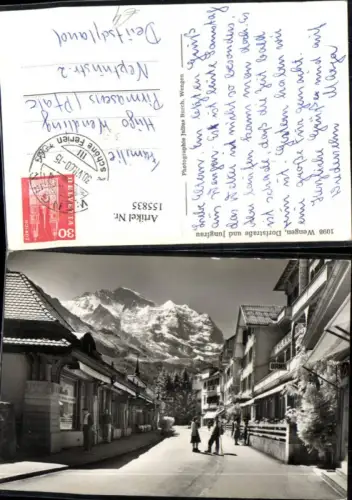 155835,Wengen Dorfstrasse u. Jungfrau 1960 Kt Bern