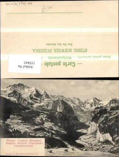 155843,Wengen Jungfrau Mittaghorn Großhorn Breithorn Tschingelhorn Lauterbrunnenthal Kt Bern