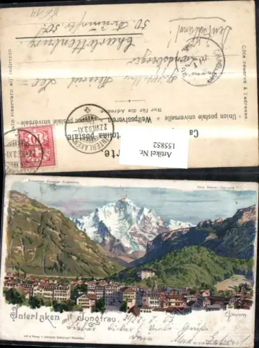 155852,Interlaken m. Jungfrau 1903 sign C Steinmann pub Heinrich Schlumpf Kt Bern