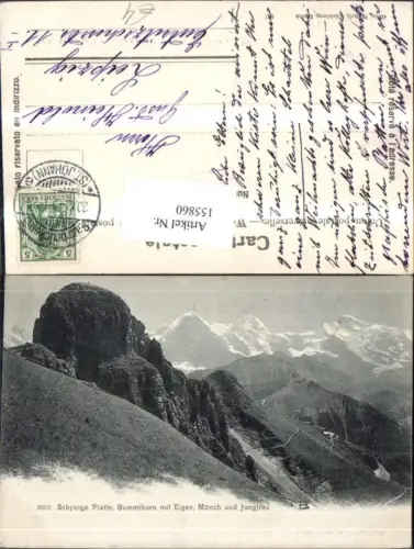 155860,Schynige Platte Gummihorn m. Eiger Mönch u. Jungfrau Interlaken Wilderswil 1919 Kt Bern