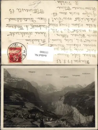 155880,Wengen d. Lauterbrunnenthal Gipfelkarte 1927 Kt Bern