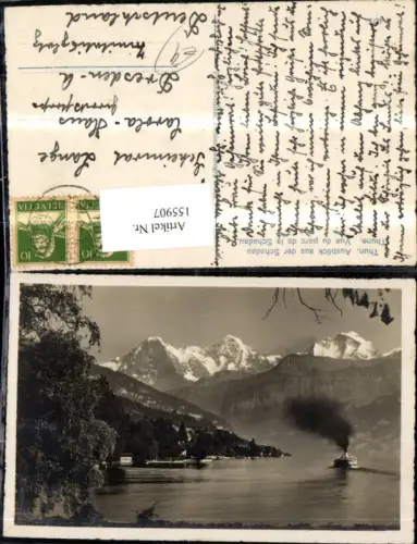 155907,Thun Ausblick a. d. Schadau Thunersee 1927 Kt Bern