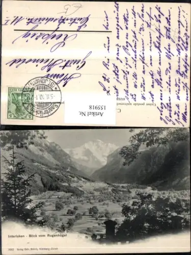 155918,Interlaken Blick v. Rugenhügel 1910 Kt Bern