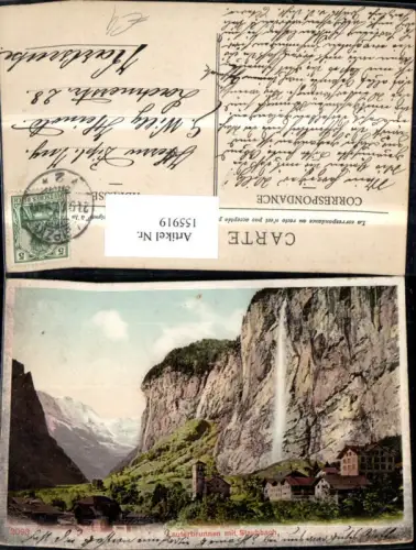 155919,Lauterbrunnen m. Staubbach Wasserfall 1927 Kt Bern