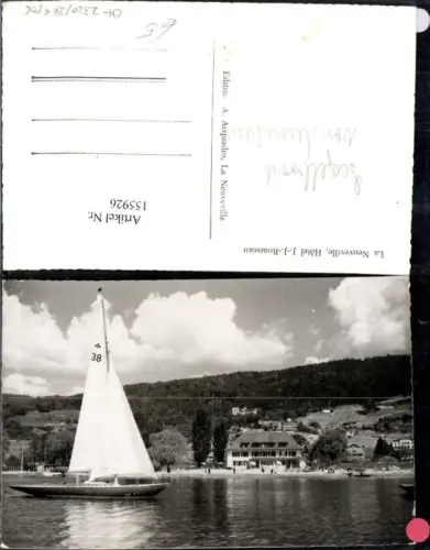 155926,La Neuveville Hotel JJ Rousseau Neuenstadt Ansicht Segelboot Kt Bern
