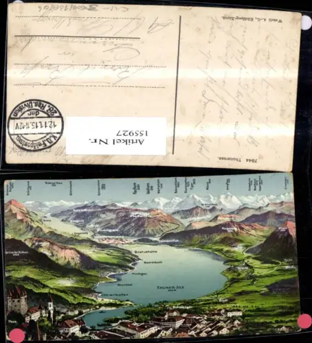 155927,Thunersee Thun Lagekarte 1915 Kt Bern