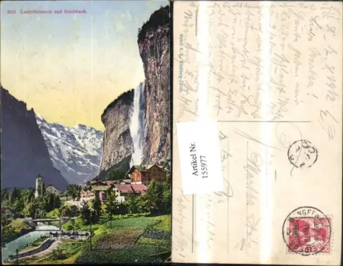 155977,Lauterbrunnen u. Staubbach Wasserfall 1912 Kt Bern