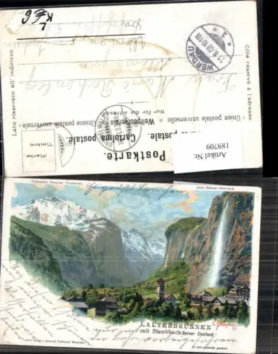 189709,Künstler Litho C. Steinmann Lauterbrunnen Berner Oberland pub Schlumpf 2050