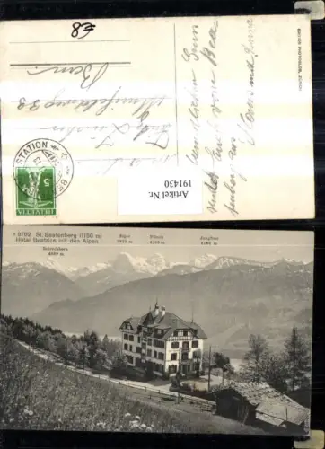 191430,St. Beatenberg Hotel Beatrice m. d. Alpen Schreckhorn Eiger Mönch Jungfrau Kt Bern