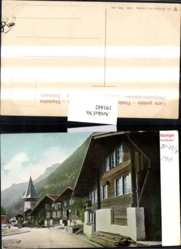 191442,Meiringen b. Interlaken Dorfstraße Straßenansicht Turm Kt Bern