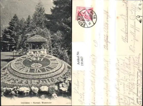 191467,Interlaken Kursaal Blumenuhr Jahreszahl 1911 Kt Bern