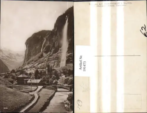 191473,Lauterbrunnen Staubbach Totale Wasserfall Kirche Kt Bern