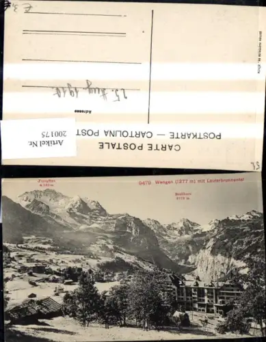 200175,Wengen m. Lauterbrunnental m. Jungfrau Breithorn Kt Bern