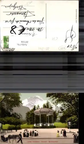207338,Interlaken Kursaal Musikpavillon Kutsche m. Esel Personen i. Vordergrund Kt Bern