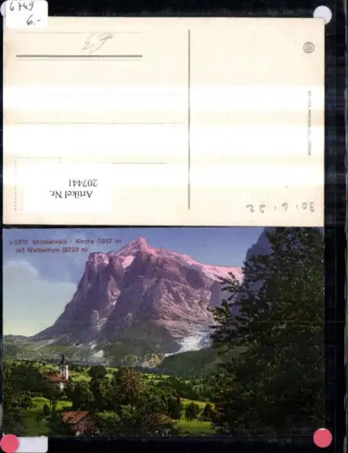 207441,Grindelwald Kirche m. Wetterhorn Kt Bern
