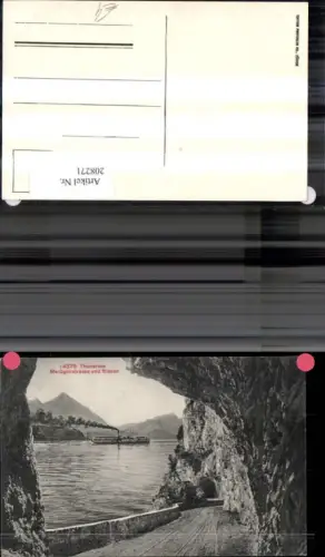 208271,Thunersee Merligenstrasse u. Nieseen Schiff Dampfer Strassenansicht Thun Kt Bern