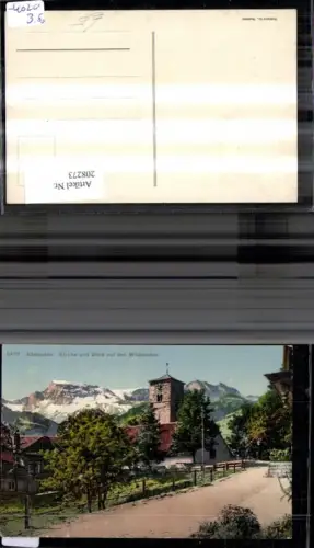 208273,Adelboden Kirche u. Blick auf den Wildstrubel Kt Bern