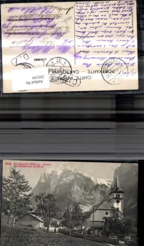208299,Grindelwald Kirche u. Wetterhorn Kt Bern