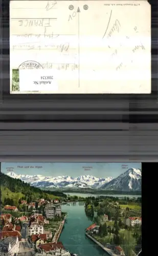 208324,Thun Teilansicht u. d. Alpen Jungfrau Blümlisalp u. Niesen Kt Bern