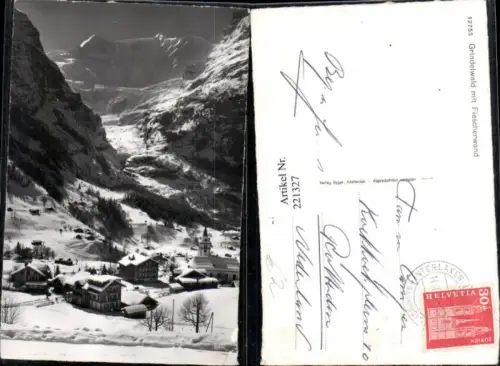 221327,Grindelwald Teilansicht m. Fiescherwand Winterbild Kt Bern