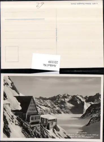 221339,Jungfraubahn Berghaus u. Station Jungfraujoch Blick auf d. Aletschgletscher Winterbild Kt Bern