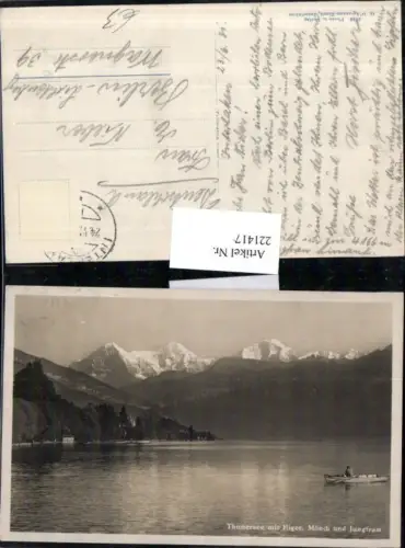 221417,Thunersee See m. Eiger Mönch u. Jungfrau Partie Kt Bern