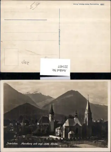 221437,Interlaken Abendberg u. Englisch katholische Kirche Kt Bern
