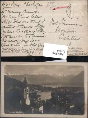 221440,Thun Teilansicht u. a. Alpen Kirchenturm Turm Kt Bern