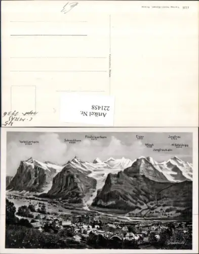 221458,Grindelwald Totale m. Wetterhorn Schrekchorn Eiger Mönch Jungfrau Kt Bern