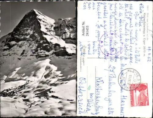 241453,Blick v. Lauberhorn auf d. Kleine Scheidegg u. Eiger Kt Bern