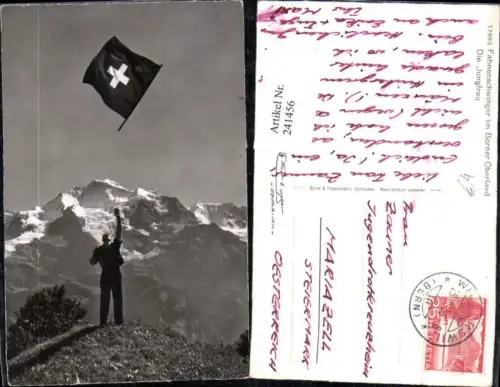 241456,Fahnenschwinger im Berner Oberland m. Jungfrau Kt Bern