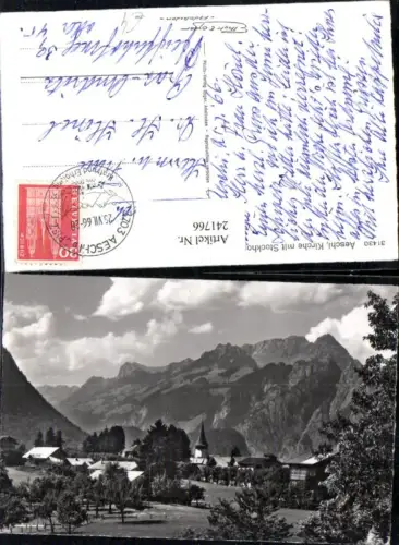 241766,Aeschi b. Spiez Teilansicht Kirche m. Stockhornkette Kt Bern