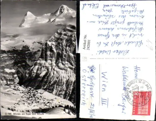 242001,Mürren Totale m. Eiger u. Mönch Winterbild Kt Bern
