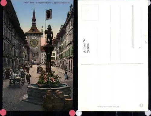 242007,Bern Zeitglockenturm u. Zähringerbrunnen Brunnen