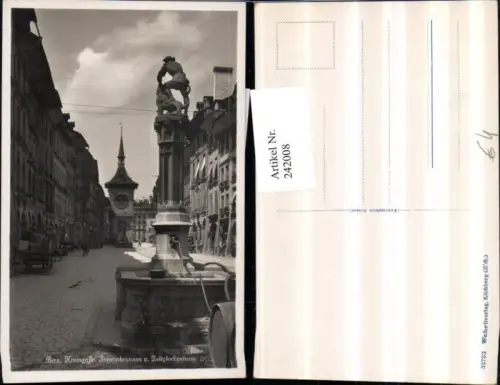 242008,Bern Kramgasse Simonsbrunnen u. Zeitglockenturm Brunnen
