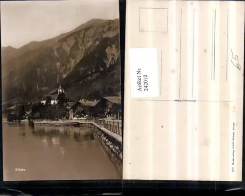 242010,Brienz Ansicht Kirche Bergkulisse Kt Bern