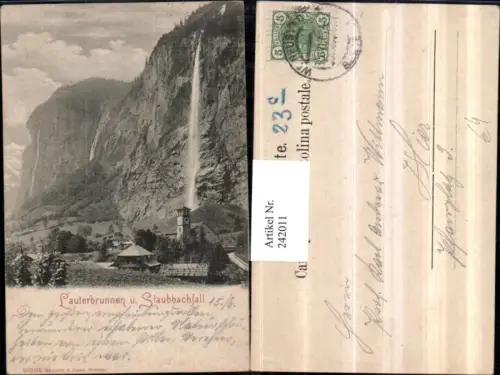 242011,Lauterbrunnen u. Staubbachfall Wasserfall Kt Bern