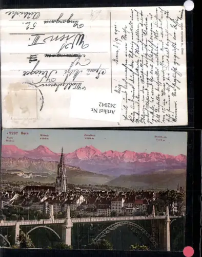 242042,Bern Totale Brücke m. Eiger Mönch Jungfrau u. Breithorn