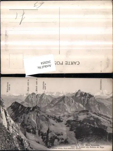242054,Alpes Bernoises vues du Sommet des Rochers de Naye Bergkulisse Kt Bern