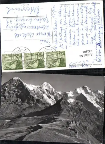 242104,Männlichen m. Eiger Mönch u. Jungfrau Bergkulisse Kt Bern