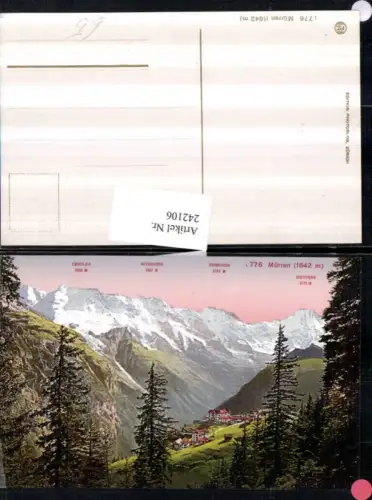 242106,Mürren Teilansicht m. Breithorn Grosshorn Mittaghorn u. Ebnefluh Kt Bern
