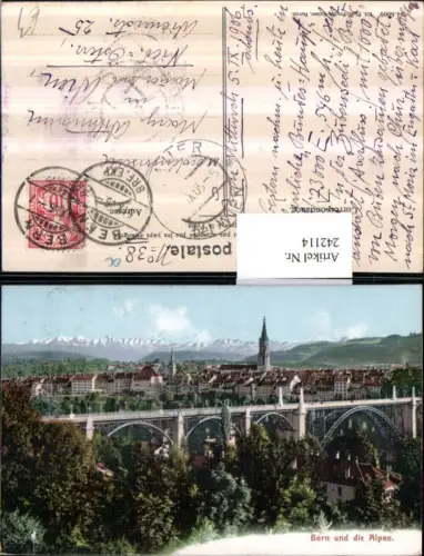 242114,Bern Totale Brücke und d. Alpen