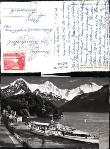 242131,Thunersee Beatenbucht b. Thun m. Eiger Mönch u. Jungfrau Dampfer Blümlisalp Kt Bern