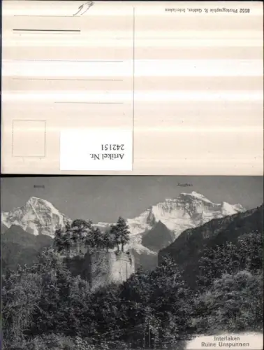 242151,Interlaken Ruine Unspunnen m. Mönch u. Jungfrau Kt Bern