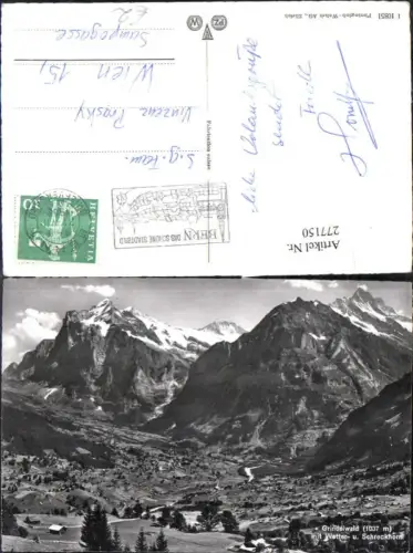 277150,Grindelwald Totale m. Wetterhorn u. Schreckhorn Bergkulisse Kt Bern
