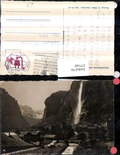 277160,Lauterbrunnen u. Staubbach Totale Wasserfall Bergkulisse Kt Bern