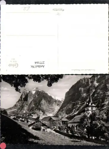 277164,Grindelwald Teilansicht Kirche m. Wetterhorn Bergkulisse Kt Bern