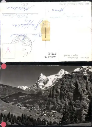 277165,Mürren Totale m. Wetterhorn Eiger u. Mönch Bergkulisse Kt Bern