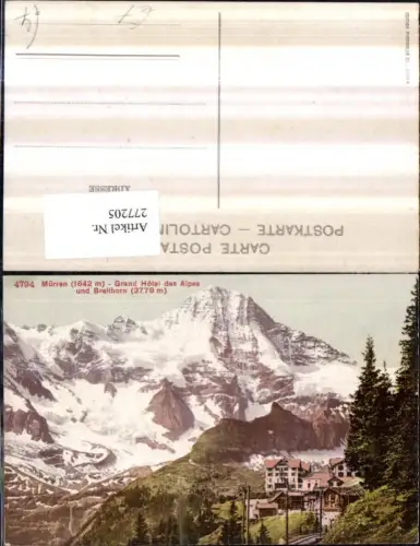 277205,Mürren Grand Hotel des Alpes u. Breithorn Bergkulisse Kt Bern
